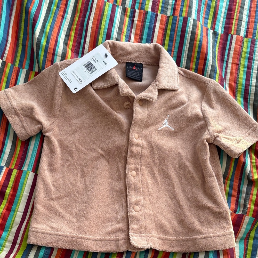Jordan Kids Tan Button Down Shirt new tags size 2T